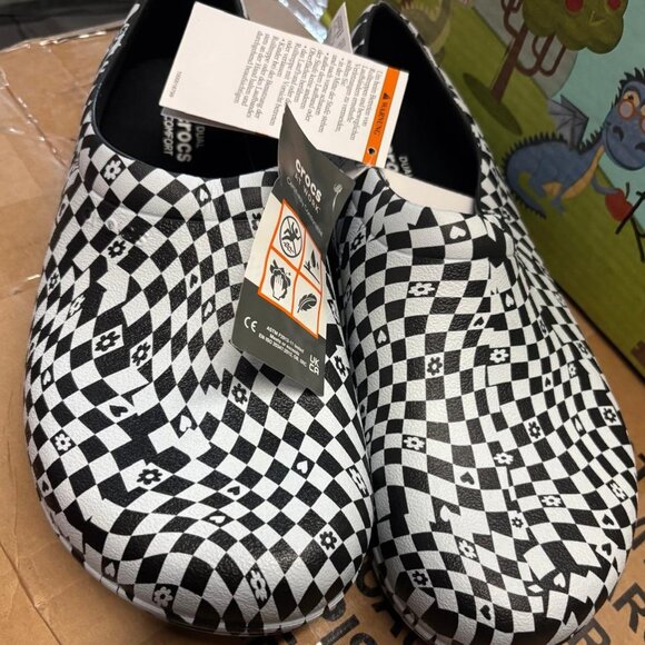 Crocs Black  White Crocs on-the-Clock Work Graphic Slip-on Shoe - Picture 3 of 7